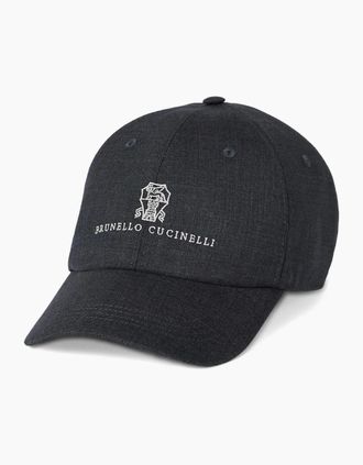 Brunello Cucinelli Mens Cotton Branded Cap Dark Grey - Various - Size: M