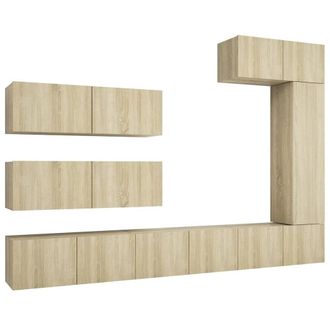 Berkfield Home 7 Piece TV Cabinet Set Sonoma Oak Engineered Wood in Light Tan