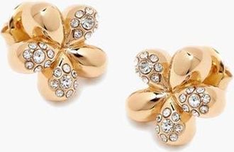 Yoj Luna Mini Flower Crystal Stud Earring in Gold at Nordstrom