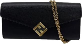Fendi Pre-owned Chain/Shoulder Wallet - Dames - Vintage Mini Tas - Zwart - ONE Size - Leer - Vintage