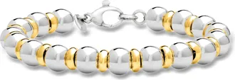 Ross-Simons Italian Sterling Silver and 22kt Gold Over Sterling Bead Bracelet