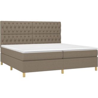 vidaXL Vidaxl - Cama Box Spring Colch&oacute;n Y Luces Led Tela Gris Taupe 200x200 Cm
