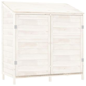 vidaXL Cobertizo De Jard&iacute;n Madera De Abeto Maciza Blanco 102x52x112 Cm Vidaxl