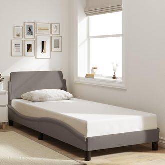 vidaXL Vidaxl - Estructura De Cama Con Cabecero Sin Colch&oacute;n Tela Taupe 90x200cm