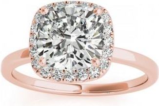 Allurez Cushion Diamond Halo Engagement Ring 14k Rose Gold (0.15ct)