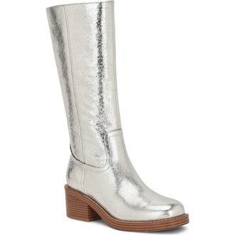 Nine West Broklyn Block Heel Boot in Silver at Nordstrom, Size 11