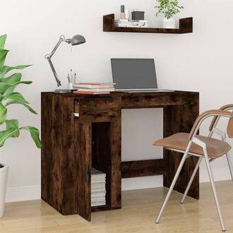 Berkfield Home Elegant Desk Smoked Oak 100x49x75 cm Engineered Wood in Brown | Size: 100 x 49 x 75 cm