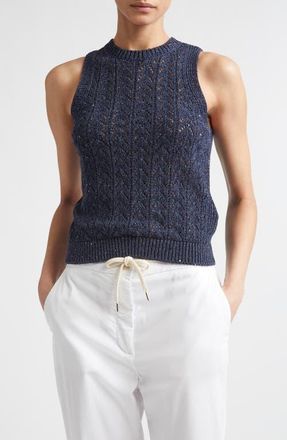 Eleventy Sequin Crewneck Sweater Vest in 11N New Blue at Nordstrom, Size Xx-Large