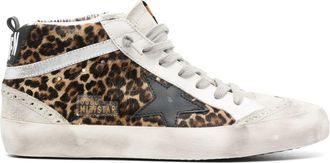 Golden Goose Mid Star leopard print sneakers - women - Leather - 37 - Grey