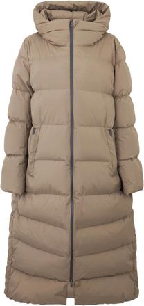 Herno Gewatteerde jas met capuchon - Dames - Dons jassen - Beige - 4XL - Leer - Jassen