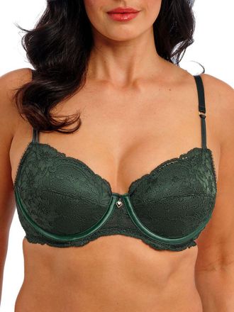 Wacoal Womens Natsuki Lace Balcony Bra - Green Polyamide - Size 30E