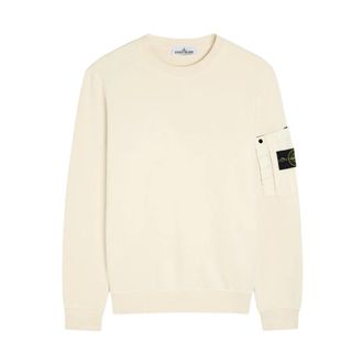 Stone Island Regular-fit Crewneck Sweatshirt with Seasonal Pocket - male - Stone Island - Sweatshirts - Beige - 2XL - Sweatshirts & Hoodies