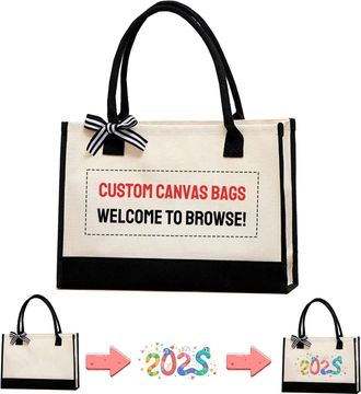 Generic Jute Canvas Tote Bag, Personalized Present Bag, Suitable for Wedding, Birthday, is a Great Gift for Women, Wife, Friends, Bridesmaids - 43CM*30CM*13CM