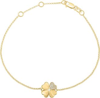 Effy 14K Yellow Gold Diamond Clover Adjustable Bracelet in 14K Gold at Nordstrom, Size 7.5