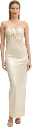 Fracomina Kleedjes, Dames, Geel, M, Polyester, Maxi-jurk met knoopdetail