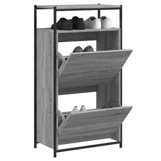 vidaXL Vidaxl - Zapatero De Madera De Ingenier&iacute;a Gris Sonoma 60x34x112 Cm