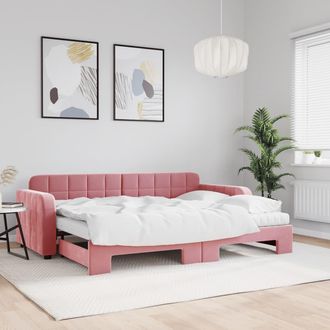 vidaXL Vidaxl - Sof&aacute; Cama Nido Con Colch&oacute;n Terciopelo Rosa 80x200 Cm