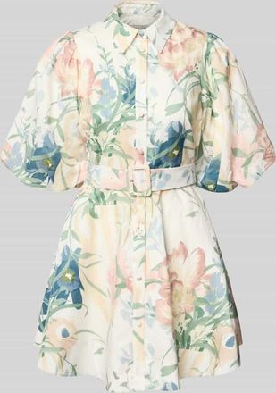 Ted Baker Minikleid aus Leinen-Mix mit Puff&auml;rmeln Modell OLLIIV in Sand, Gr&ouml;&szlig;e 34