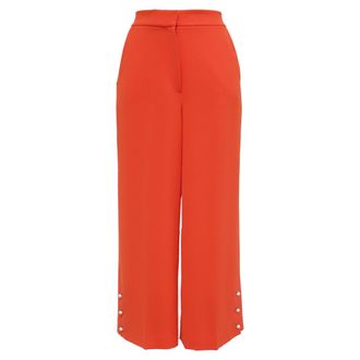 Lela Rose Faux Pearl Accent Trousers in Orange Polyester