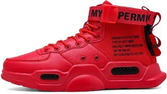 Generic Fashion High-Top Trainers| Zip-Up Sneakers | Walking Jogging Athletic Fitness ((Red, UK Footwear Size System, Adult, Men, Numeric, Medium, 10)