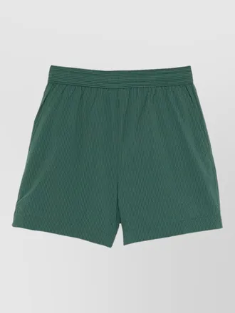 Maison Kitsun&eacute; seersucker swim shorts boxy cut stripe