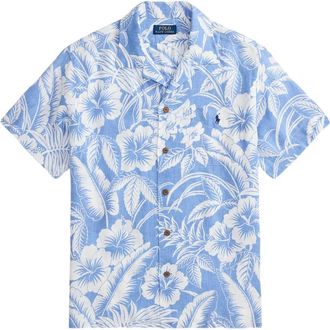 Ralph Lauren Overhemden, Heren, Blauw, M, Linnen, Tropisch Shirt