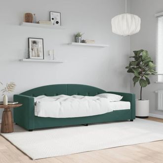 vidaXL Sof&aacute; Cama Con Colch&oacute;n Terciopelo Verde Oscuro 80x200 Cm Vidaxl