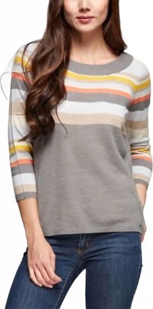 Lovestitch Retro Pullover Striped Crewneck Sweater In Gray