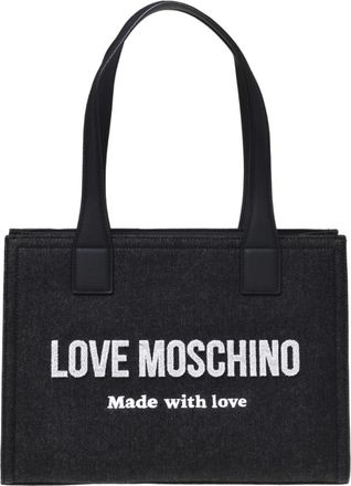 Love Moschino Tassen, Dames, Zwart, ONE Size, Denim, Denim Tote Bag