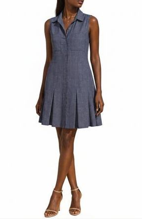 Beach Lunch Lounge Two Pocket Sleeveless Shirtdress in Tweed Blue at Nordstrom Rack, Size X-Small