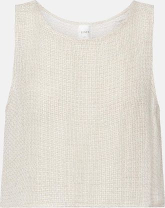 Leset Stella sequined linen-blend tank top