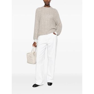 PANICALE Sequin-Embellished Ribbed Knit Sweater - Grey