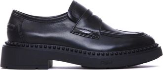 Ash Ash, Schoenen, Dames, Zwart, 37 EU, Leer, Zwarte Platte Loafers met Grove Zool