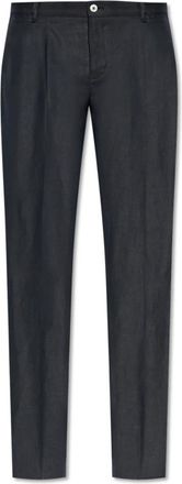 Dolce & Gabbana Linnen geplooide broek - Heren - Nette broeken - Blauw - S - Linnen - Broeken