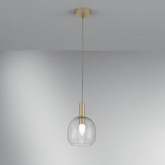 Luce-Ambiente-Design L&aacute;mpara Colgante Dorada Con Difusor De Vidrio &Uacute;nico Brandy Ls