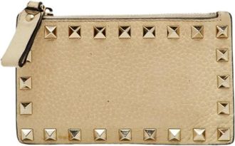 Valentino Pre-owned Wallets, female, Beige, Size: ONE SIZE Pre-owned Rockstud Card Case