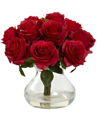 Nearly Natural Rose Arrangement With Vase