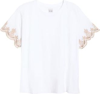 Nic+Zoe Deco Sleeve Cotton Top in Paper White at Nordstrom, Size 3 X