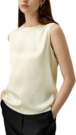 LilySilk Sleeveless Round Neck Silk Top in Lily White at Nordstrom, Size X-Small
