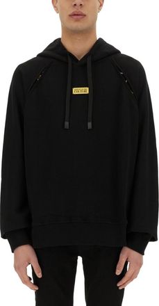 Versace Jeans Couture Black Logo Relaxed Hoodies