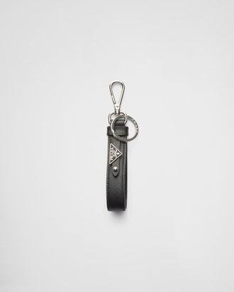 Prada Saffiano Leather Keychain, Man, Black