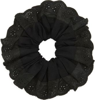 Tasha Oversize Eyelet Scrunchie in Black at Nordstrom