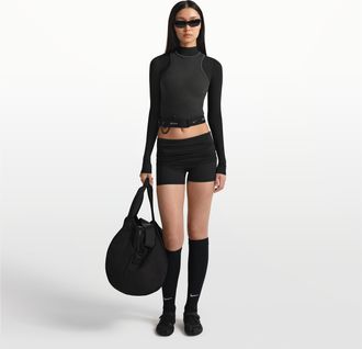 Nike Womens SKIMS Matte 3 Fold-Over Waistband Shorts in Black | BOSHO9490W-OBD