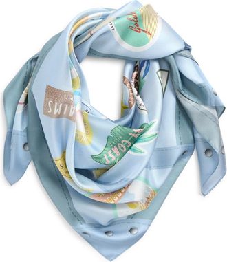 Echo Travel Stickers Silk Square Scarf in Blue Shadow at Nordstrom