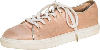 Charlotte Olympia Peach Satin Web Low Top Sneakers