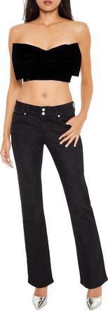 Forever 21 Womens Sequin Low-Rise Bootcut Jeans, Black, 26