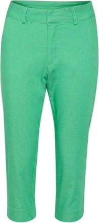 Kaffe Groene Capri Broek met Zakken - Dames - Vrijetijds broeken - Groen - 3XL - Broeken