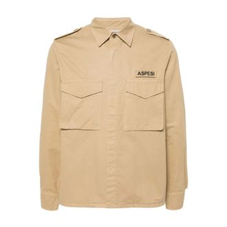 Aspesi Field Shirt Sand - Heren - Zomerjassen - Beige - L - Katoen - Jassen