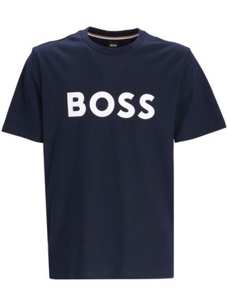 BOSS logo-print cotton T-shirt - Blue
