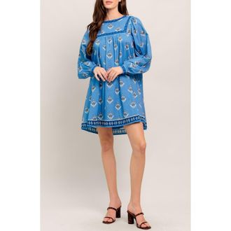 Flying Tomato Long Sleeve Minidress in Blue at Nordstrom Rack, Size Medium